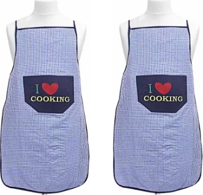 TOLXI Cotton Home Use Apron - Free Size(Blue, Pack of 2)
