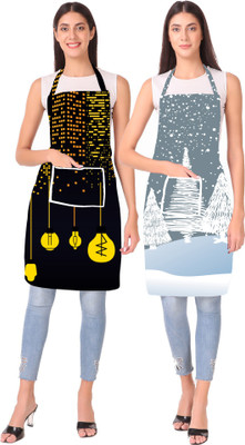 XENABO Polyester Home Use Apron - Free Size(Black, Grey, Pack of 2)