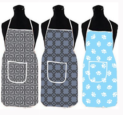 SPIRITED Polyester Apron - Large(Grey, Grey, Light Green, Pack of 3)