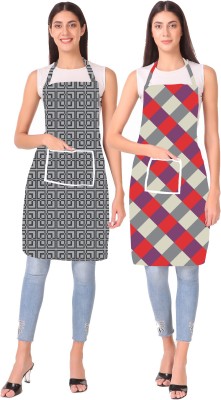 SPIRITED PVC Chef's Apron - Large(Grey, Red, Pack of 2)