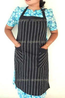 CRAZYWEAVES Cotton Chef's Apron - Free Size(Black, White, Single Piece)