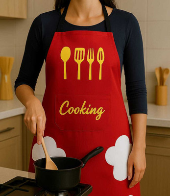 SANJU PVC Home Use Apron - Large(Red, Single Piece)