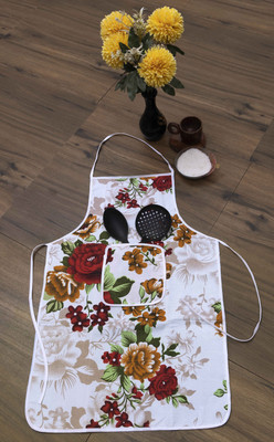 AAZEEM Cotton Home Use Apron - Free Size(Red, Single Piece)