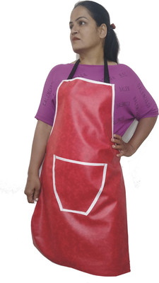 SANJU PVC Home Use Apron - Large(Red, Single Piece)