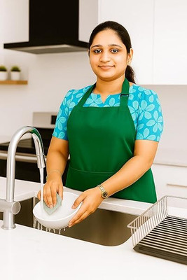 CRAZYWEAVES Polyester Home Use Apron - Free Size(Green, Single Piece)