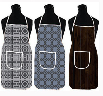 SPIRITED Polyester Apron - Large(Grey, Grey, Brown, Pack of 3)