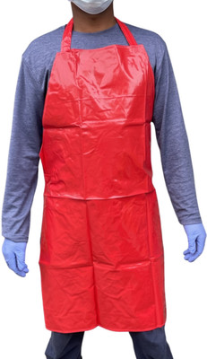 mnu PVC Chef's Apron - Free Size(Red, Single Piece)