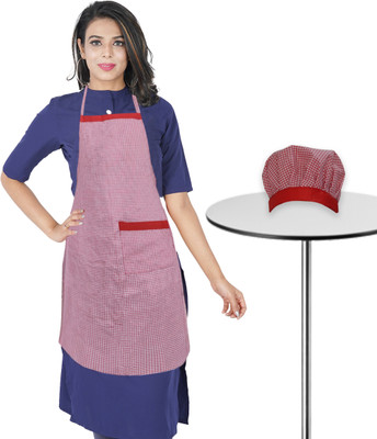 KANUSHI Cotton Chef's Apron - Free Size(Red, Single Piece)