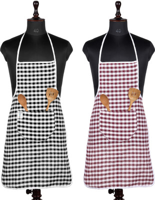 HOMESTIC Cotton Home Use Apron - Free Size(Multicolor, Pack of 2)