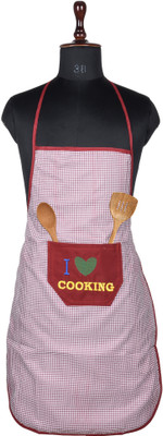 KUBER INDUSTRIES Polyester Home Use Apron - Free Size(Maroon, Single Piece)