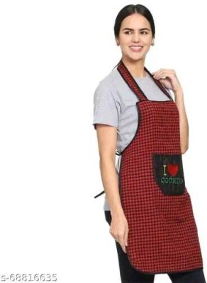 XMBUG Cotton Home Use Apron - Free Size(Red, Single Piece)