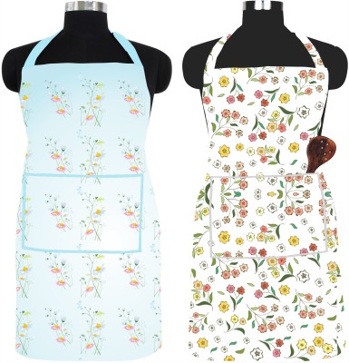 XENABO PVC Chef's Apron - Free Size(Light Blue, Yellow, Pack of 2)