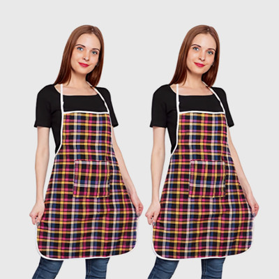 Creadcraft Cotton Home Use Apron - Free Size(Multicolor, Pack of 2)