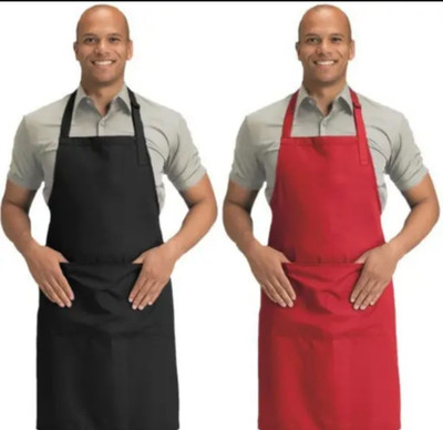 TENNYCER PVC Home Use Apron - Free Size(Red, Black, Pack of 2)
