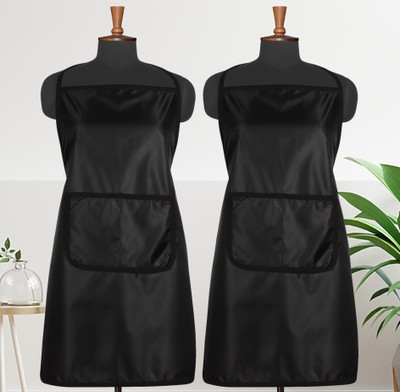 AIRWILL Polyester Home Use Apron - Free Size(Black, Pack of 2)