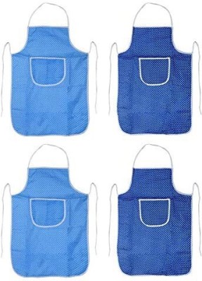 KUBER INDUSTRIES Cotton Home Use Apron - Free Size(Blue, Dark Blue, Pack of 4)