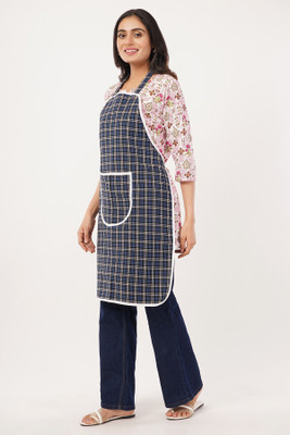 MIMI KITCHEN PRODUCTS Cotton Home Use Apron - Free Size(Black, Blue, Single Piece)