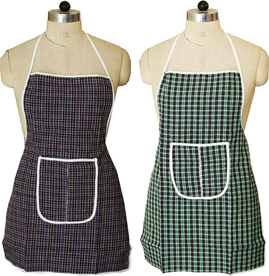 KUBER INDUSTRIES Cotton Home Use Apron - Free Size(Multicolor, Pack of 2)