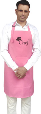 SWITCHON Polyester Chef's Apron - Free Size(Pink, Single Piece)