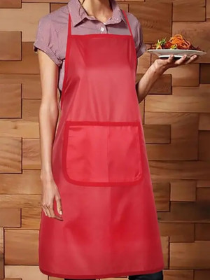 TENNYCER Polyester Home Use Apron - Free Size(Red, Single Piece)
