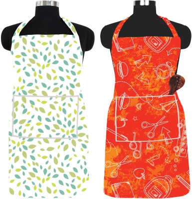 Ascension PVC Chef's Apron - Free Size(Light Green, Yellow, Orange, Beige, Pack of 2)