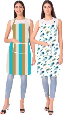 XIVIL Polyester Home Use Apron - XL(Beige, Grey, Pack of 2)