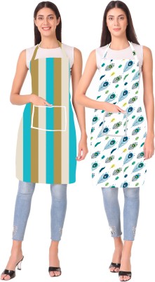 XENABO Polyester Home Use Apron - XL(Beige, Grey, Pack of 2)