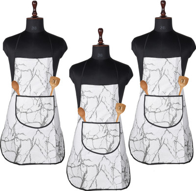 KUBER INDUSTRIES PVC Home Use Apron - Free Size(Grey, Pack of 3)