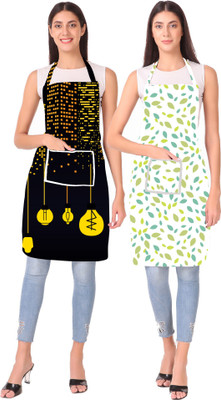 XIVIL Polyester Home Use Apron - Free Size(Black, Green, Pack of 2)