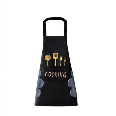 YELLOW WEAVES Polyester Chef's Apron - Large(Black, Single Piece)