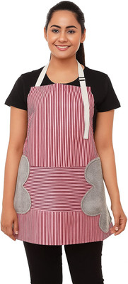 flea Cotton Chef's Apron - Free Size(Red, Single Piece)
