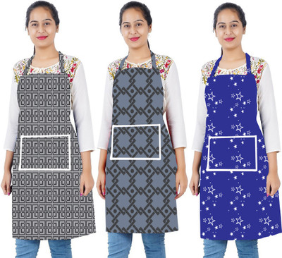 XENABO PVC Apron - Free Size(Grey, Grey, Blue, Pack of 3)