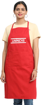 UNIKICKS Cotton Home Use Apron - Free Size(Red, Single Piece)