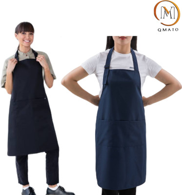 Qmato Polyester Grooming Apron - Free Size(Black, Blue, Pack of 2)