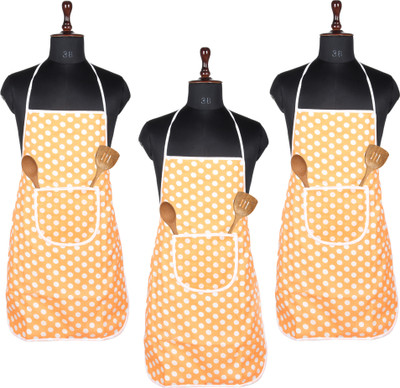 KUBER INDUSTRIES Polyester Home Use Apron - Free Size(Orange, Pack of 3)