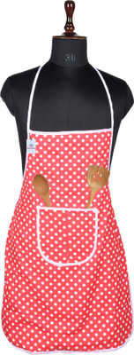 Heart Home Polyester Home Use Apron - Free Size(Red, Single Piece)