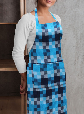 OASIS Cotton Home Use Apron - Free Size(Blue, Single Piece)