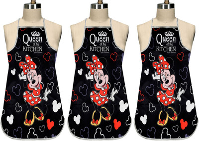 KUBER INDUSTRIES Polyester Home Use Apron - Free Size(Black, Pack of 3)