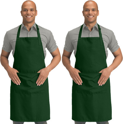 Blackpoll Polyester Home Use Apron - Free Size(Green, Pack of 2)