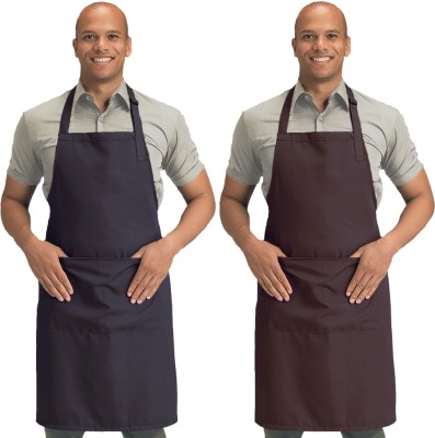 Blackpoll Polyester Home Use Apron - Free Size(Brown, Grey, Pack of 2)
