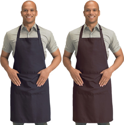 Blackpoll Polyester Home Use Apron - Free Size(Brown, Grey, Pack of 2)