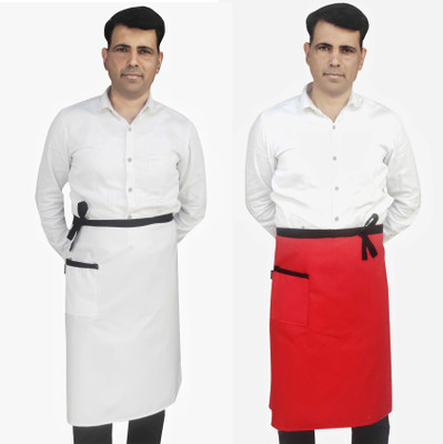 SWITCHON Polyester Apron - Free Size(Black, Red, Pack of 2)