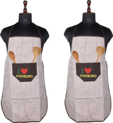 KUBER INDUSTRIES Polyester Home Use Apron - Free Size(Brown, Pack of 2)