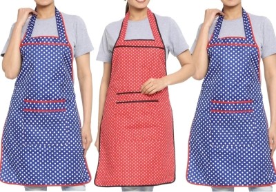 ANSHIKA ENTERPRISES Cotton Home Use Apron - Free Size(Blue, Red, Pack of 3)