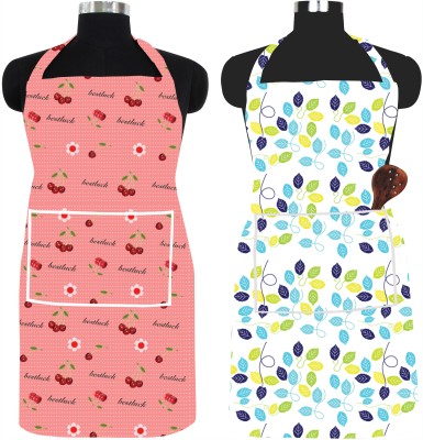 Furnspace PVC Chef's Apron - Free Size(Red, Light Blue, Green, Pack of 2)