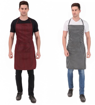 gailybeli Cotton Home Use Apron - Free Size(Grey, Pack of 2)