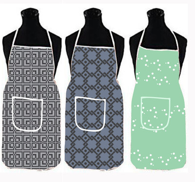 XENABO Polyester Apron - Large(Grey, Grey, Green, Pack of 3)