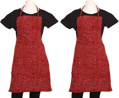 KUBER INDUSTRIES Cotton Home Use Apron - Free Size(Maroon, Pack of 2)