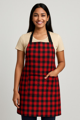 OASIS Cotton Home Use Apron - Free Size(Red, Multicolor, Pack of 2)
