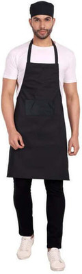 Uniformer Cotton Chef's Apron - Free Size(Black, Single Piece)